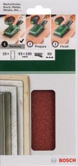 Bosch - Titreşimli Zımpara Kağıdı 10'lu, 93 x 185 mm 60 Kum 8 Delik